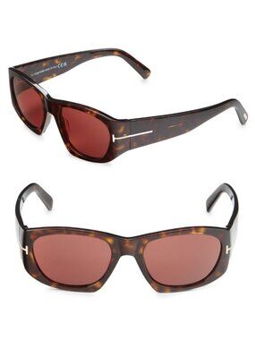 Tom Ford Cyrille-02 TF987 ECO 52S 53mm Rectangle Sunglasses Havana / Bordeaux